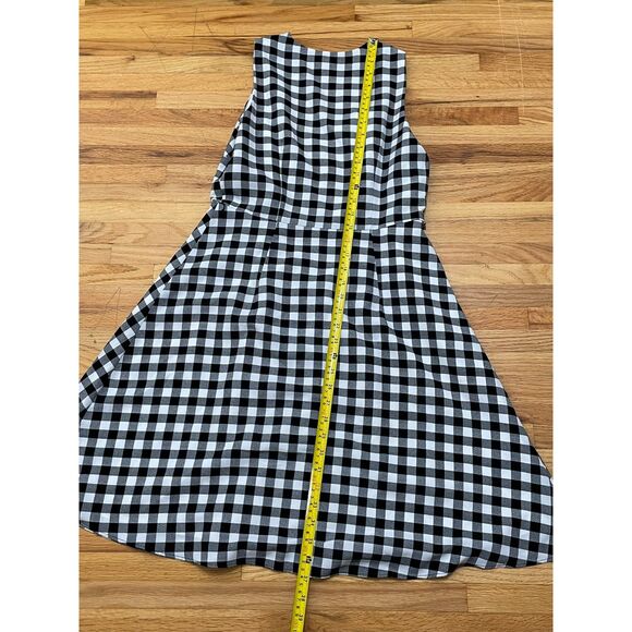 Ann Taylor Women's 4P Black Dress Polyester Plaid Strappy Sleeve Sheath Casual - Picture 5 of 8